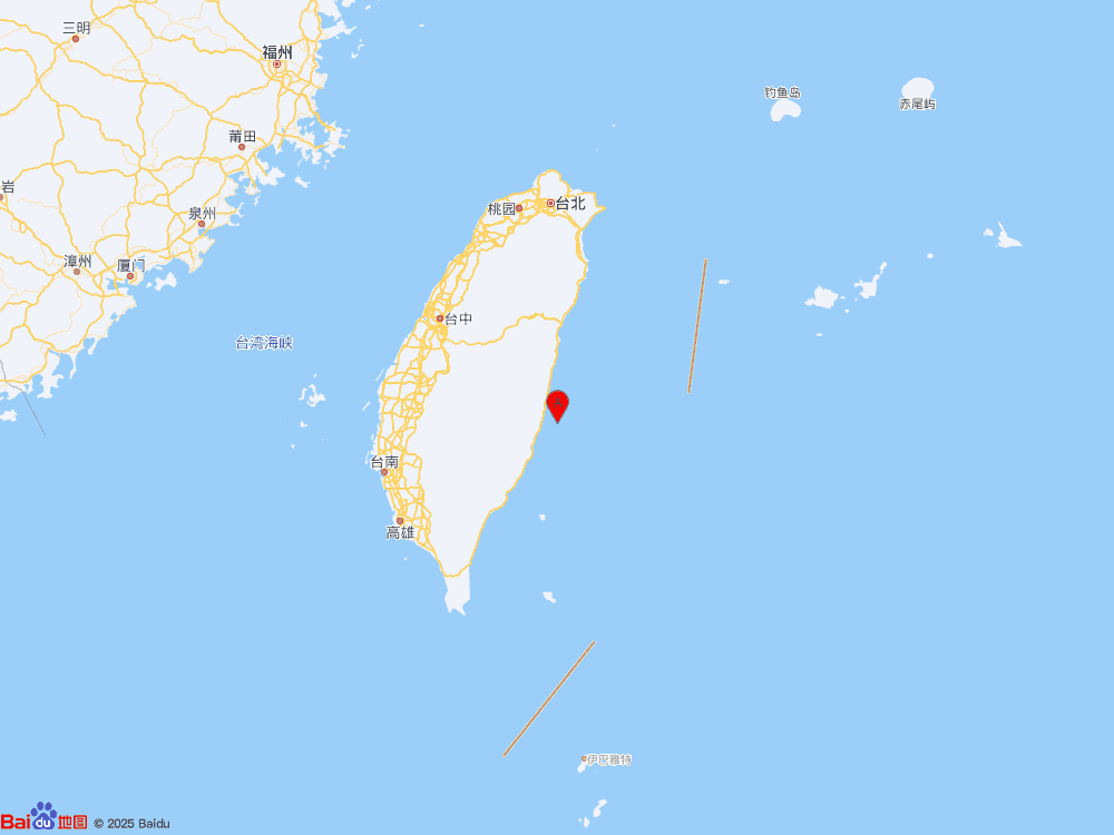 台湾花莲县海域（北纬23.42度，东经121.62度）发生4.0级地震