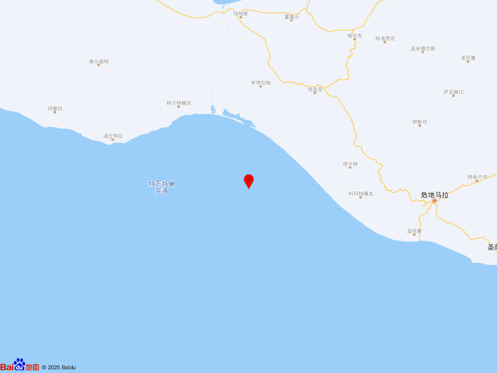 墨西哥沿岸近海（北纬14.90度，东经-93.95度）发生5.8级地震